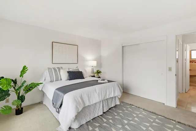 a view of a field of grass and trees