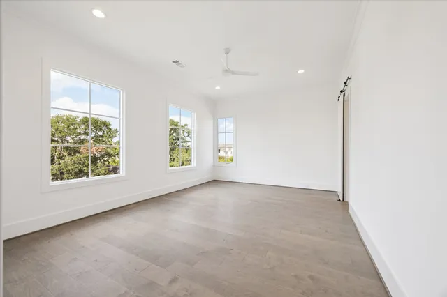 an empty room with windows