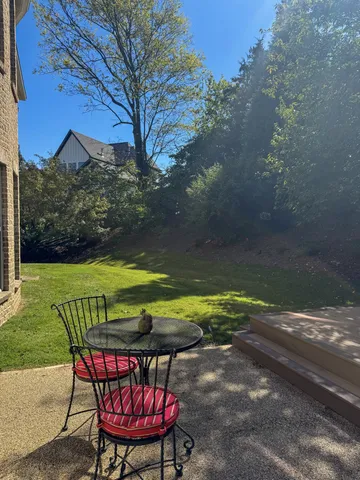 a view of a chairs and table on the patio