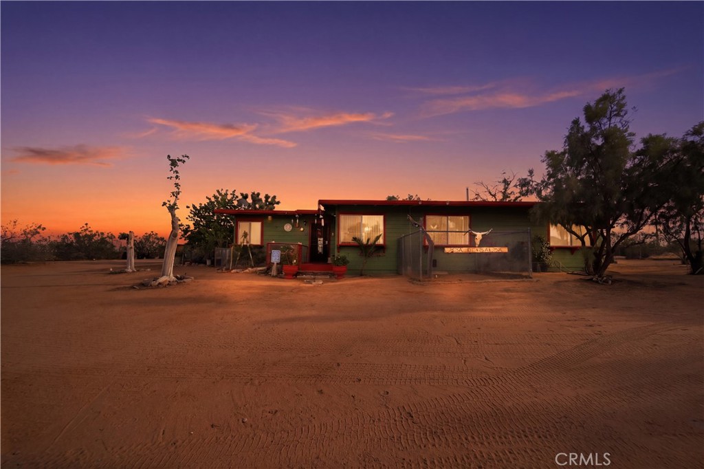 a view of a street with sunset view