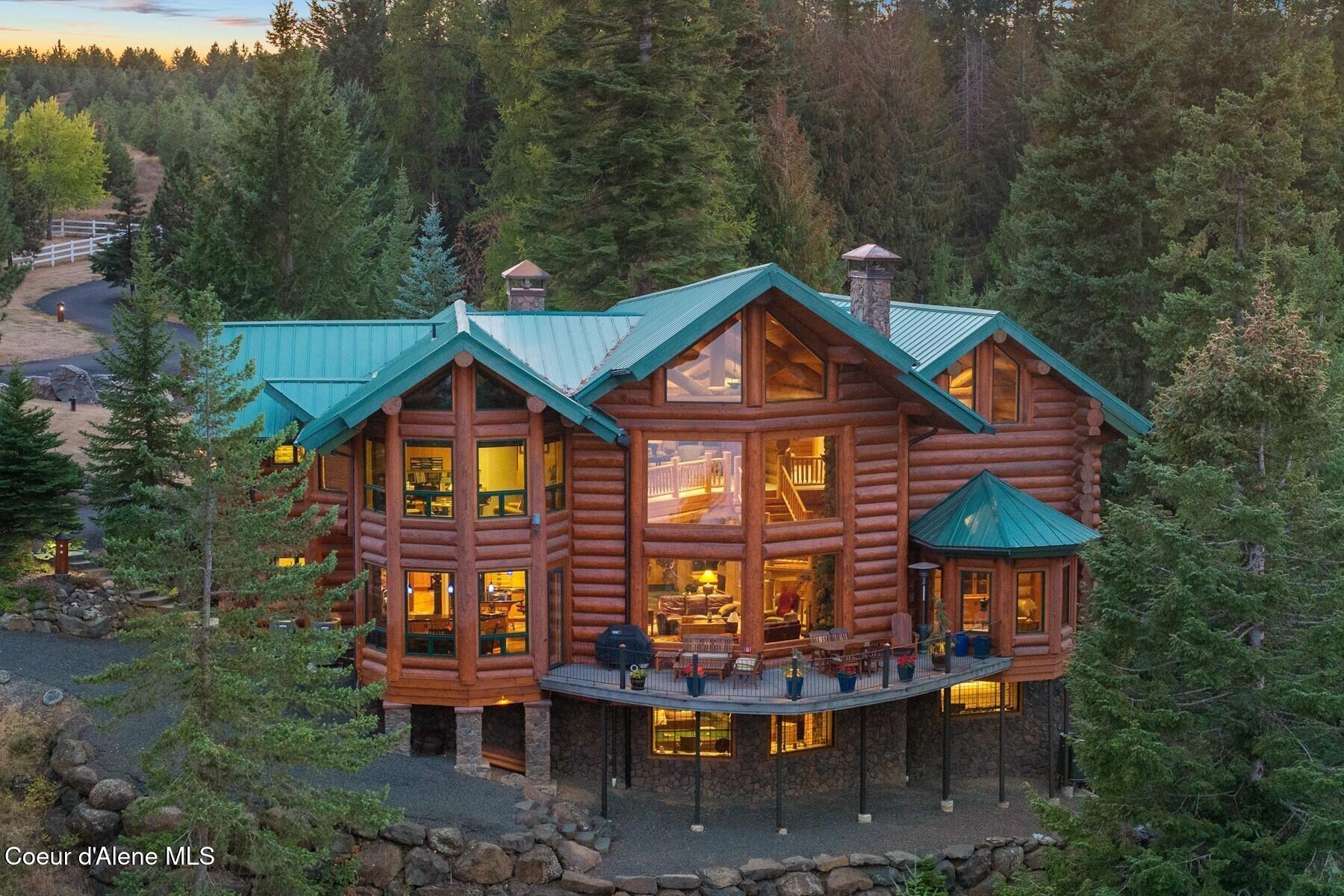 18869 South Trekker Woods Road Coeur D'Alene, ID 83814 - Photo 67 of 76 Log Home Estate in Evening