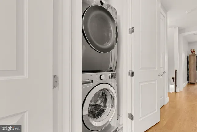a utility room with dryer and washer