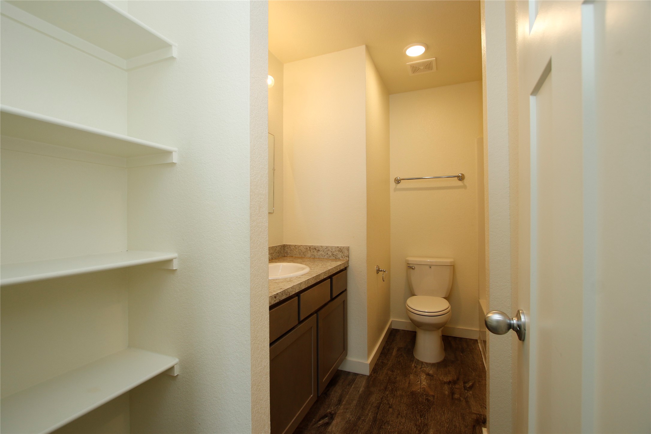 21155 Gosling Road, Unit 22A Spring, TX 77388 - Photo 15 of 28 a bathroom with a granite countertop sink a toilet and shower
