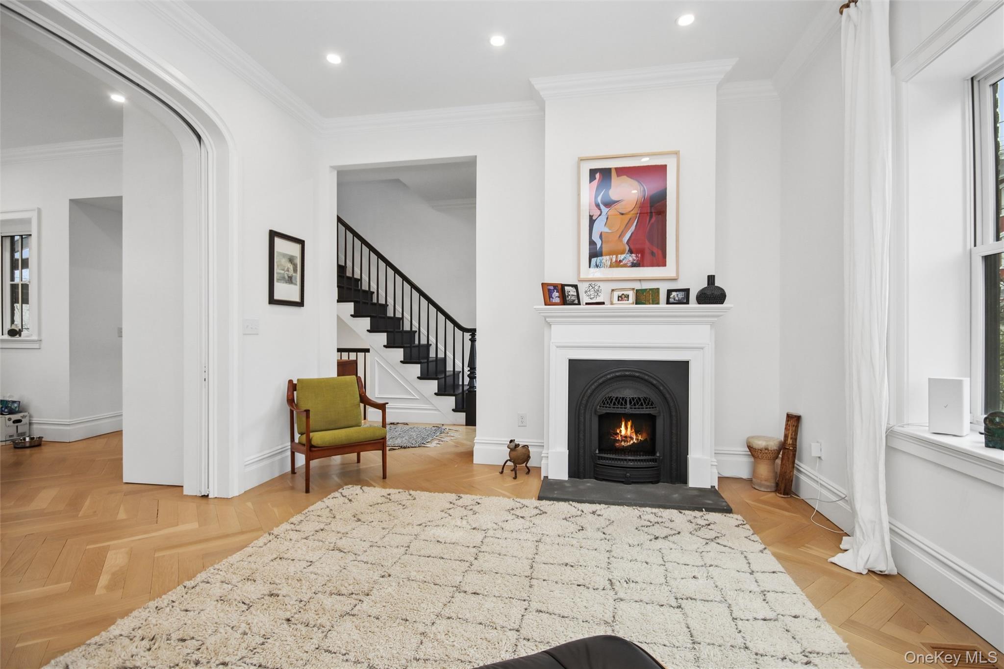 33 Davis Street Beacon, NY 12508 - Photo 7 of 46 a living room with furniture and a fireplace
