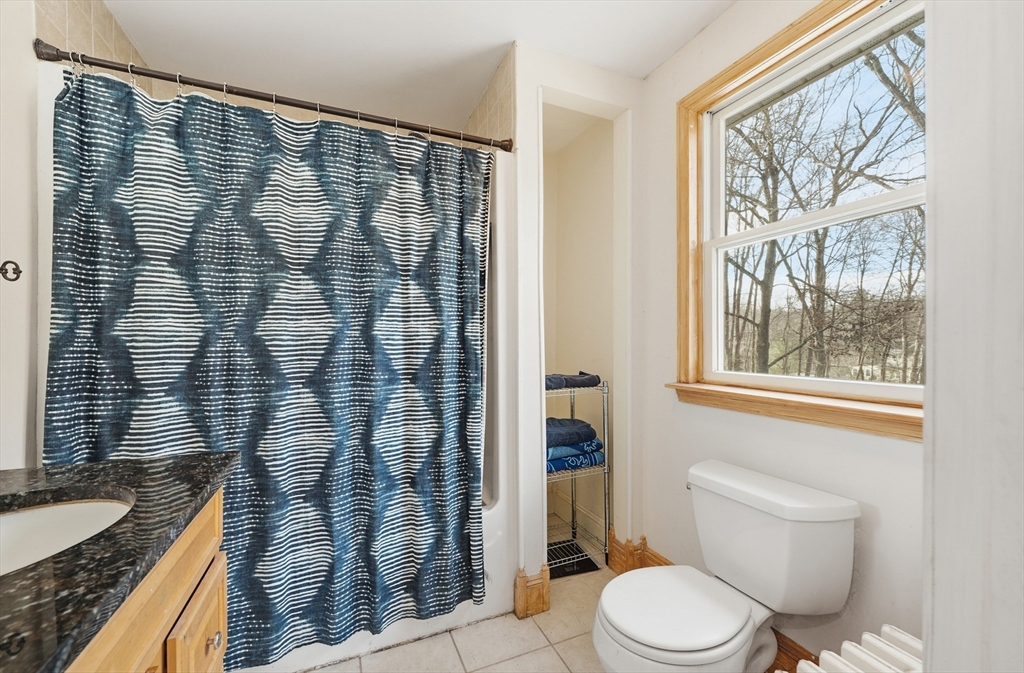 21 High Street Pepperell, MA 01463 - Photo 22 of 40 a bathroom with a granite countertop sink mirror vanity and toilet