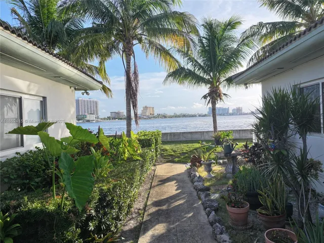 a view of a backyard with palm trees