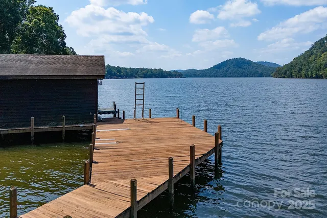 a view of a terrace with a lake view