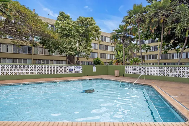 a view of swimming pool with a yard