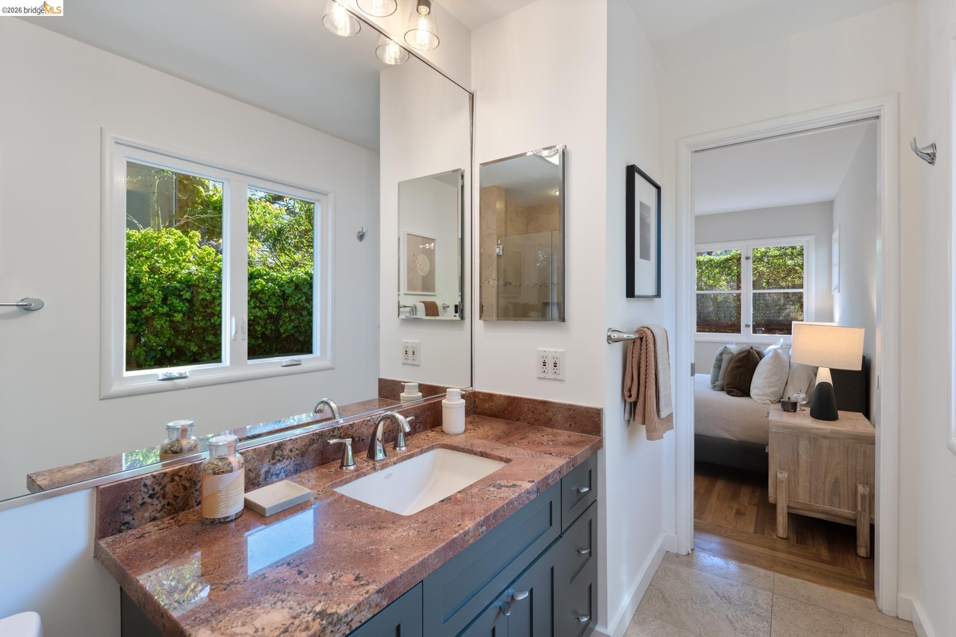 49 Windsor Avenue Kensington, CA 94708 - Photo 31 of 60 a kitchen with granite countertop a sink and a counter top space