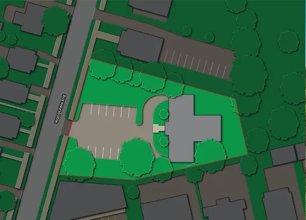 an aerial view of a house