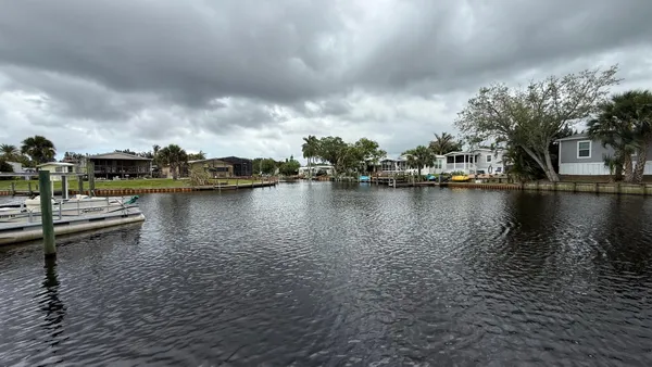 a view of a lake with boats