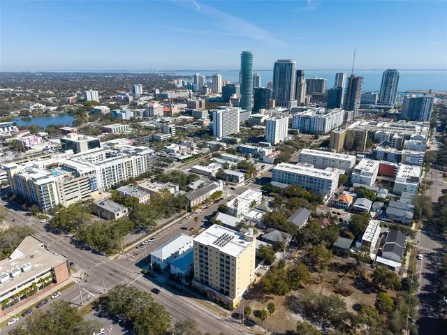 an aerial view of a city