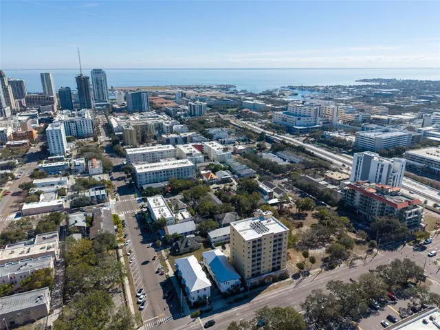 an aerial view of a city