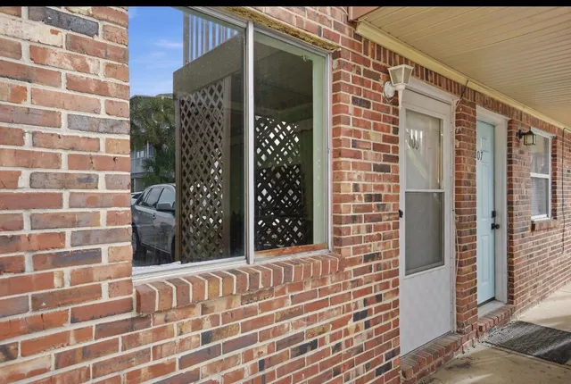 a view of a brick wall