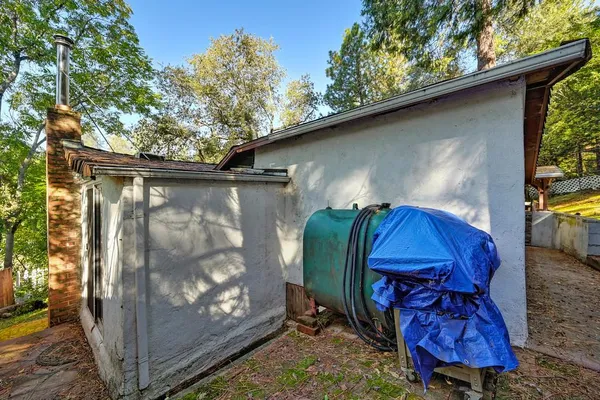 a view of a red door and chair