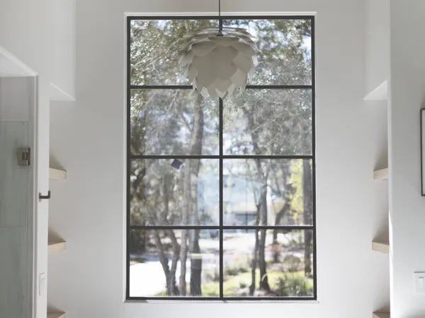 a view of a glass door with a glass door