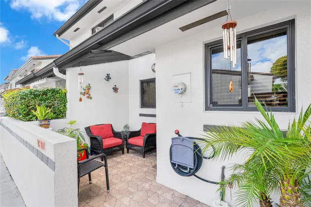 a view of a chairs in a patio
