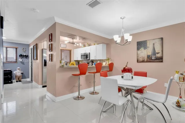 a very nice looking dining room with a table and chairs