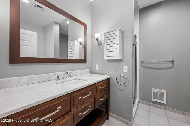 a bathroom with a bathtub