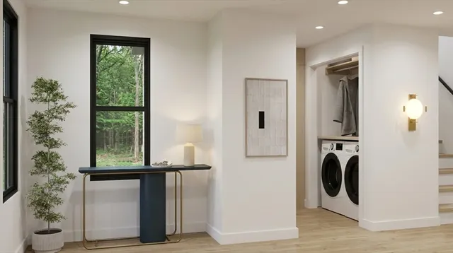 a view of a window in a hall with an entryway