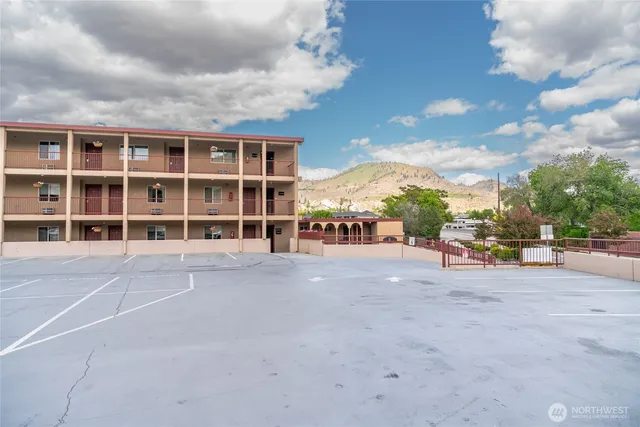 a view of building with many windows