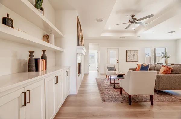 a living room with furniture