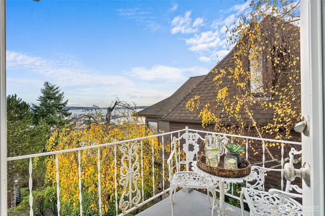 a view of a balcony with an outdoor space