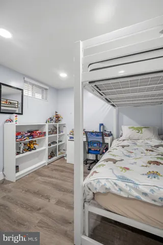 a view of a bedroom and bed