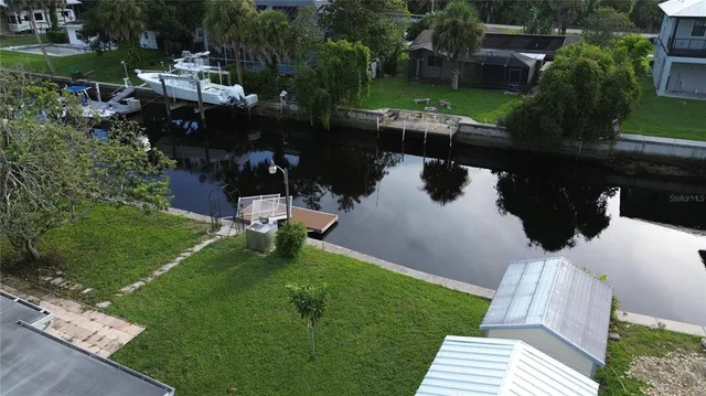 a view of a lake from a yard