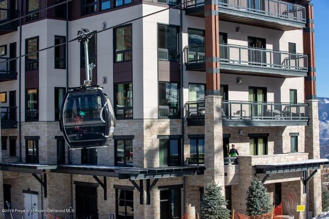 a front view of a multi story building