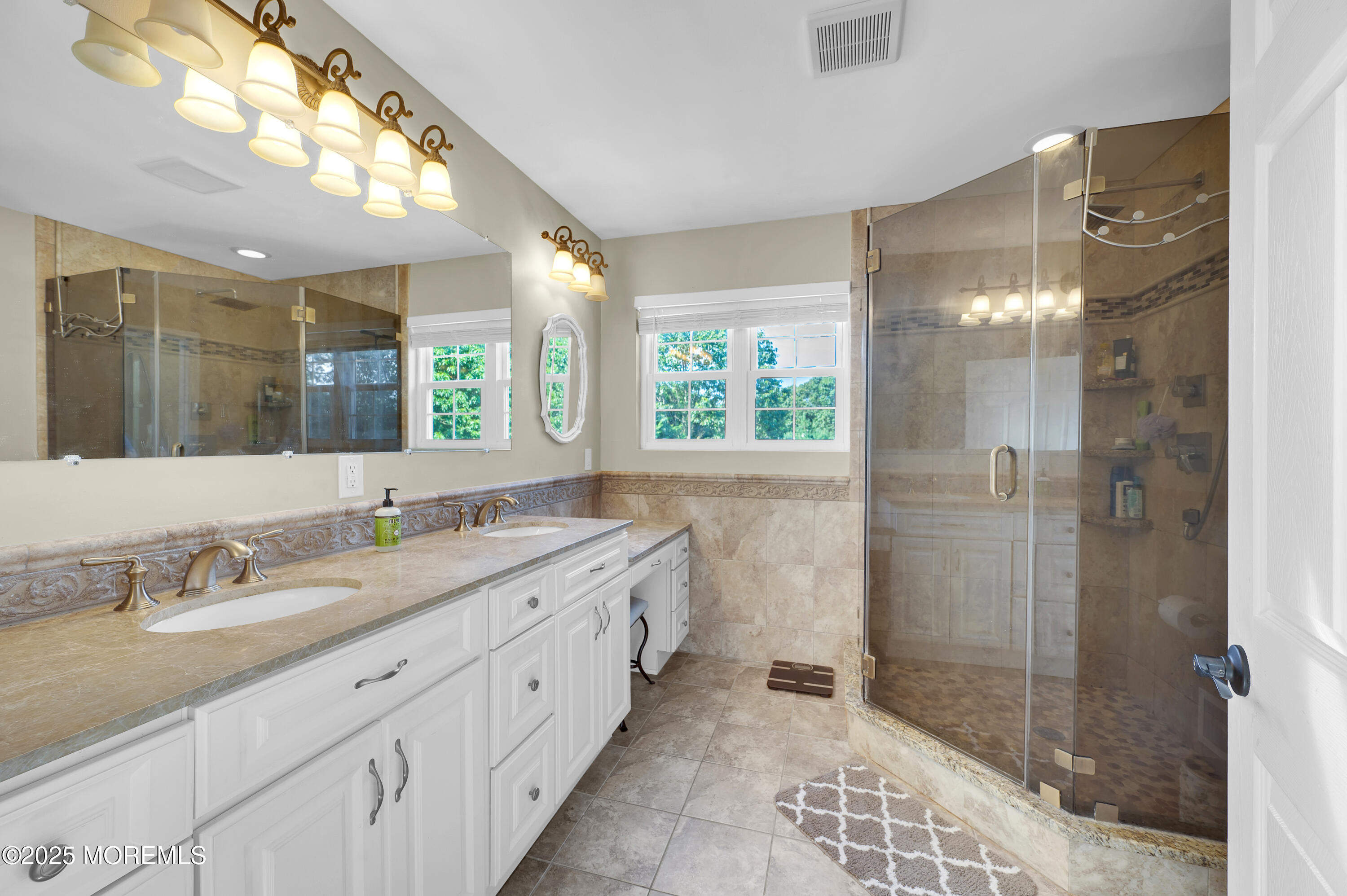 4 Diamond Lane Howell, NJ 07731 - Photo 33 of 63 a bathroom with a double vanity sink mirror and shower
