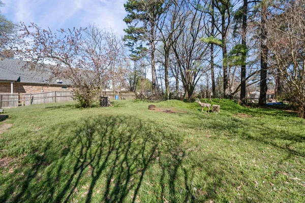 a big yard with lots of green space and trees