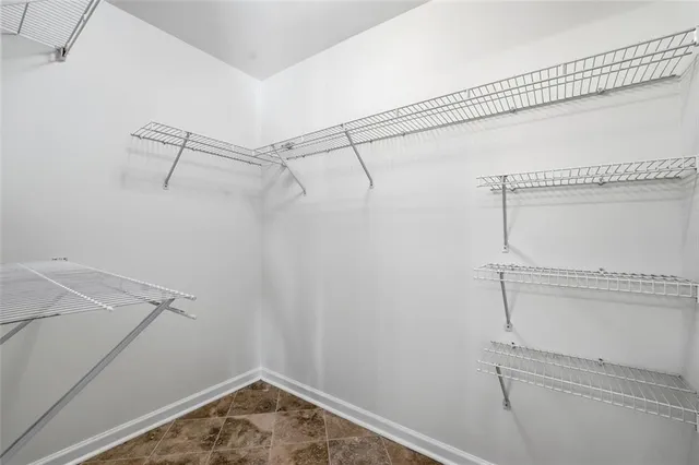 a view of a room with racks on the wall