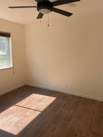 an empty room with a workbench