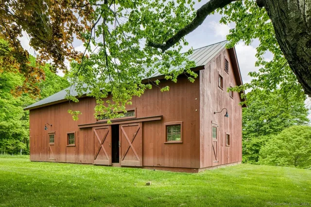 a view of backyard with potted plants and large tree