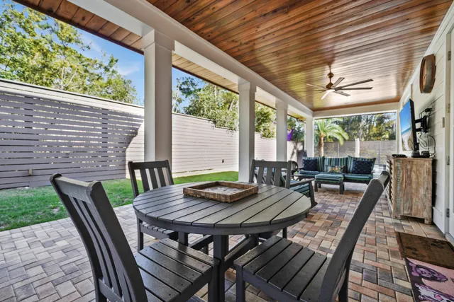 a outdoor living space with furniture