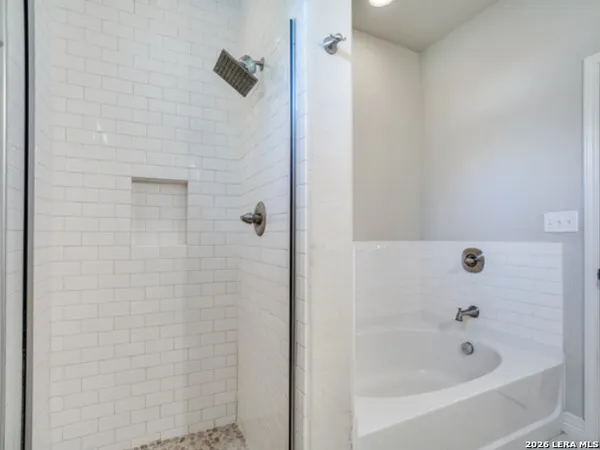 a bathroom with a bathtub
