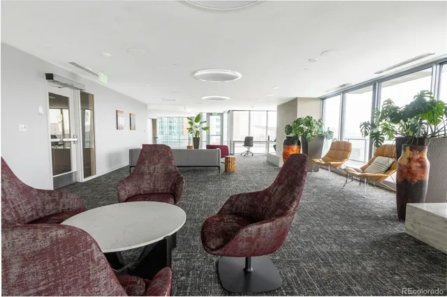 a city view with tall buildings