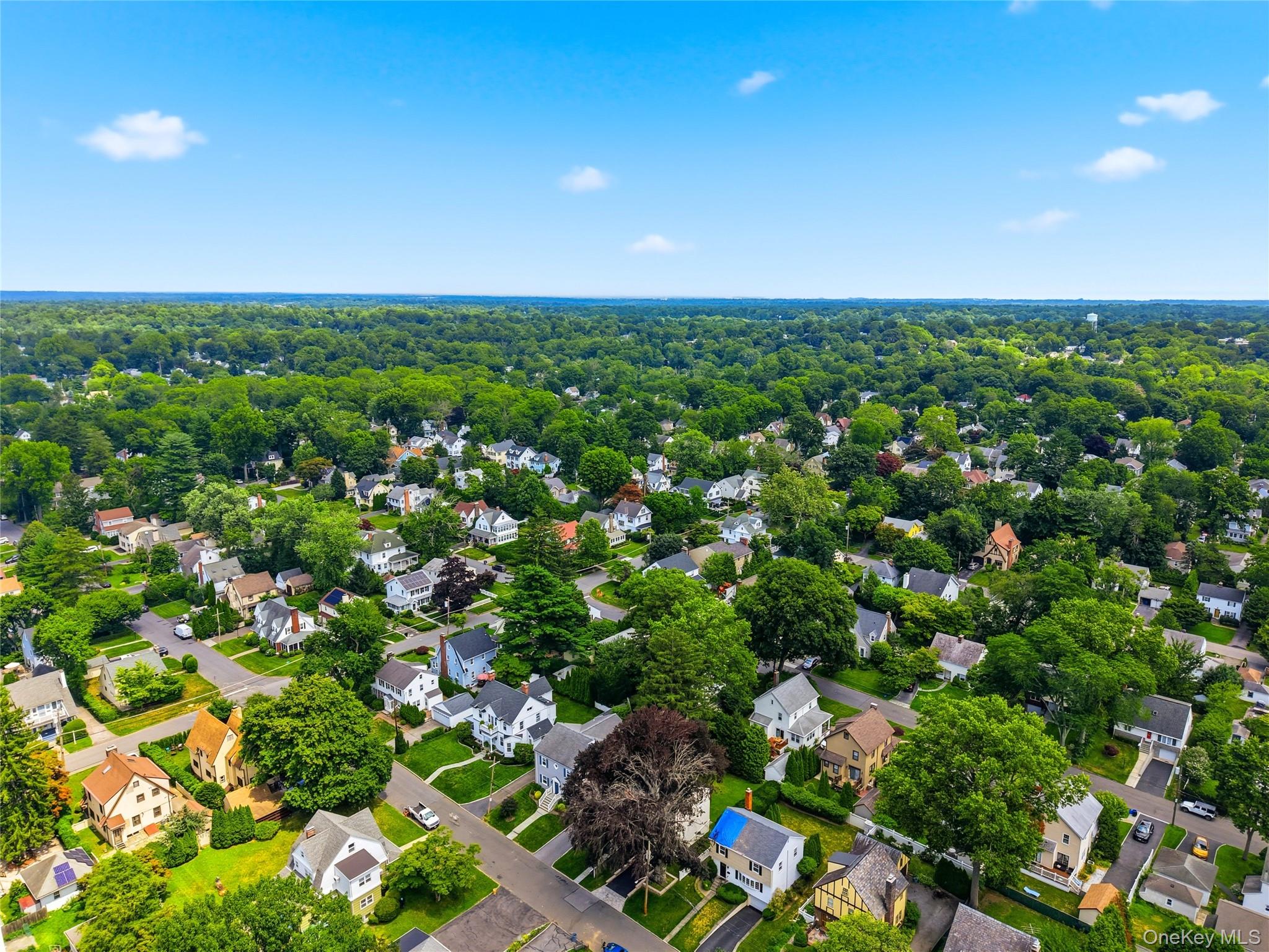 144 Bell Road Scarsdale, NY 10583 - Photo 43 of 49 Expansive aerial perspective showcasing a residential area with a dense tree canopy