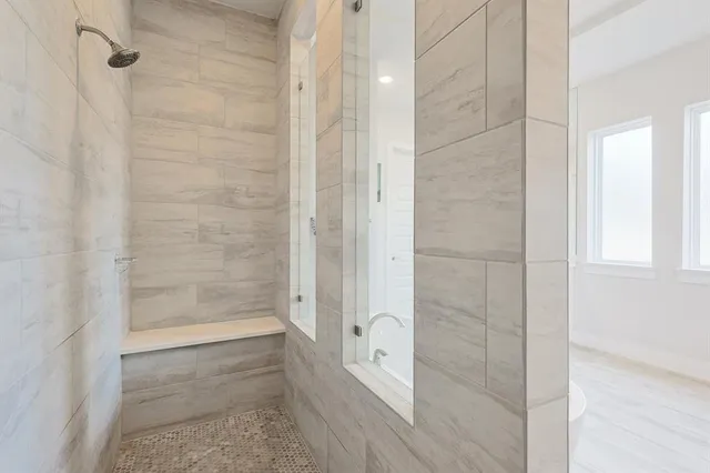 a bathroom with a shower