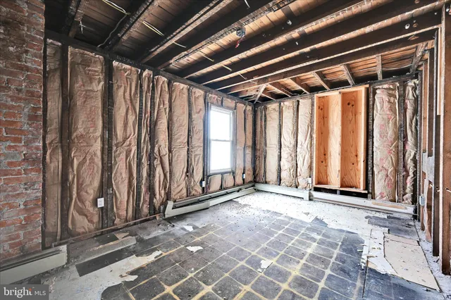 a view of a room with windows