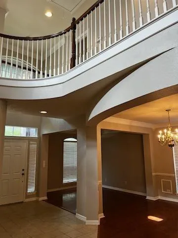 a view of porch with a chair