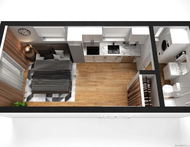 a living room with furniture