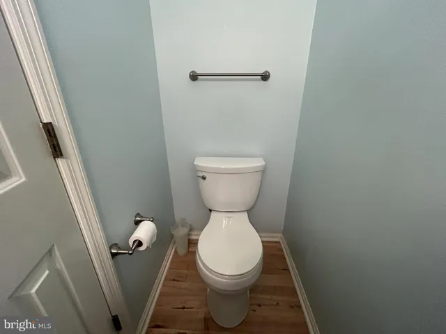 a close view of a toilet in bathroom