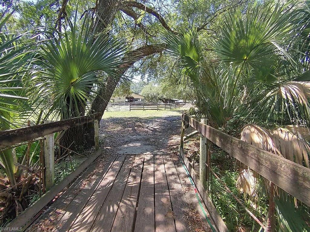 23261 Tuckahoe Road Alva, FL 33920 - Photo 7 of 39 a view of a yard with wooden fence and large trees
