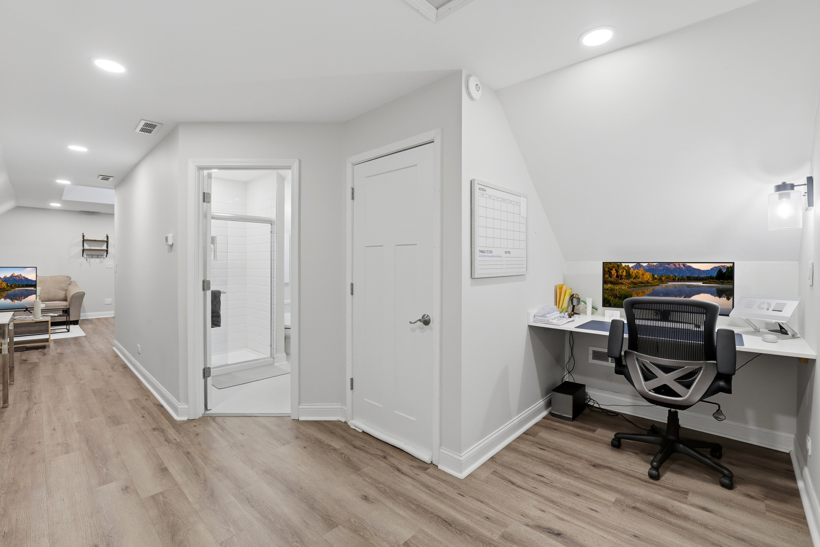 4327 North Avers Avenue Chicago, IL 60618 - Photo 32 of 33 a view of a workspace with furniture and wooden floor
