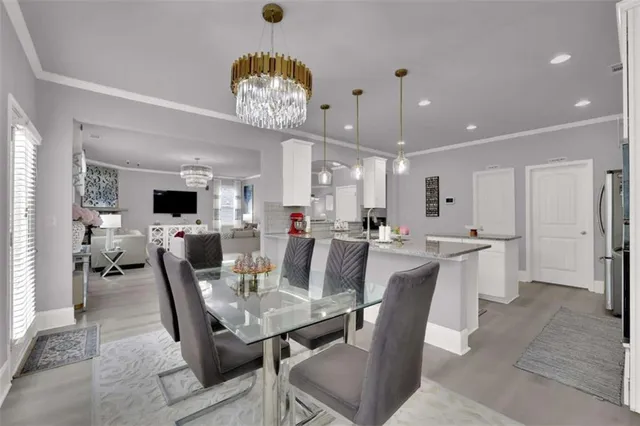 a view of a dining area with furniture