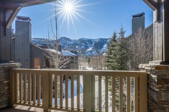 a view of a balcony with an outdoor space