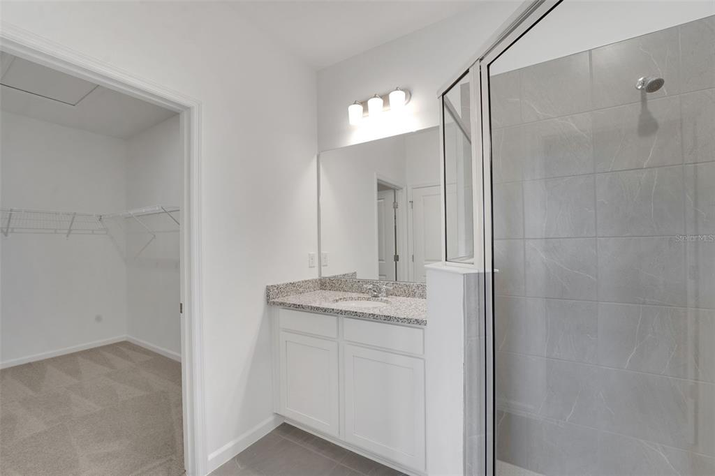 2857 Doolittle Street Tavares, FL 32778 - Photo 18 of 31 a bathroom with a granite countertop shower sink and mirror