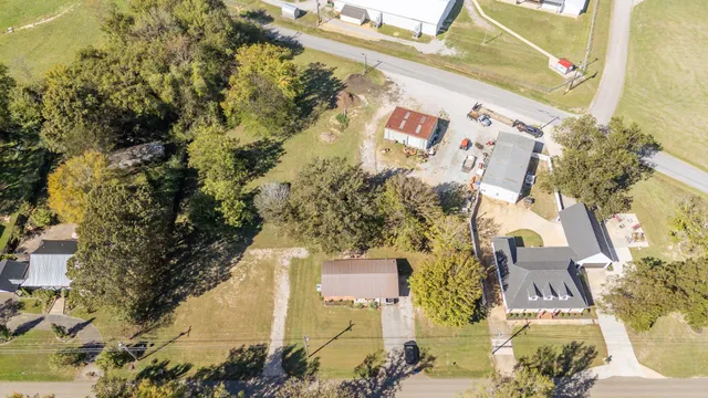 a view of a house with backyard and a tree